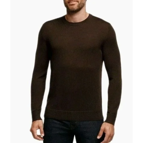 Banana Republic Men's L Merino Wool Crewneck Sweater Brown Lightweight h1877