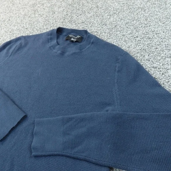 Banana Republic Sweater Mens‎ S Blue Merino Wool Waffle Knit Crewneck Pullover