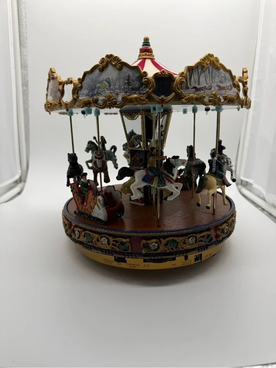 Vintage Mr Christmas Animated Carousel Music Box Holiday Decor Tested