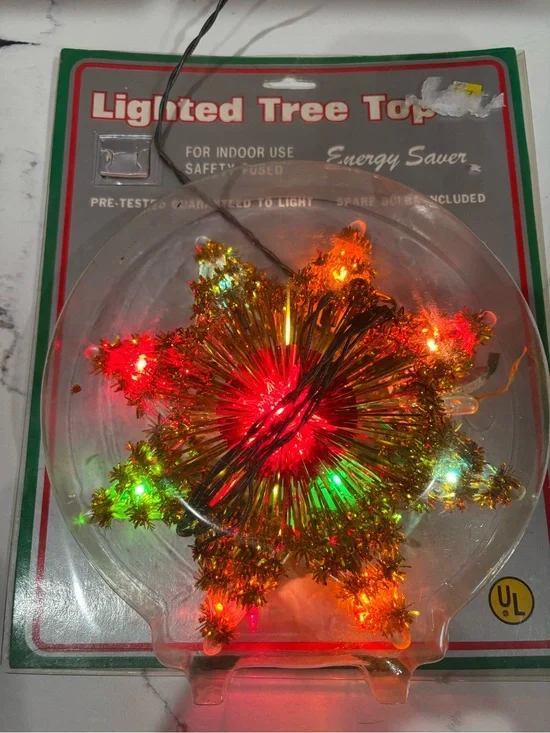 Vintage Lighted Star Tree Topper - Multicolor