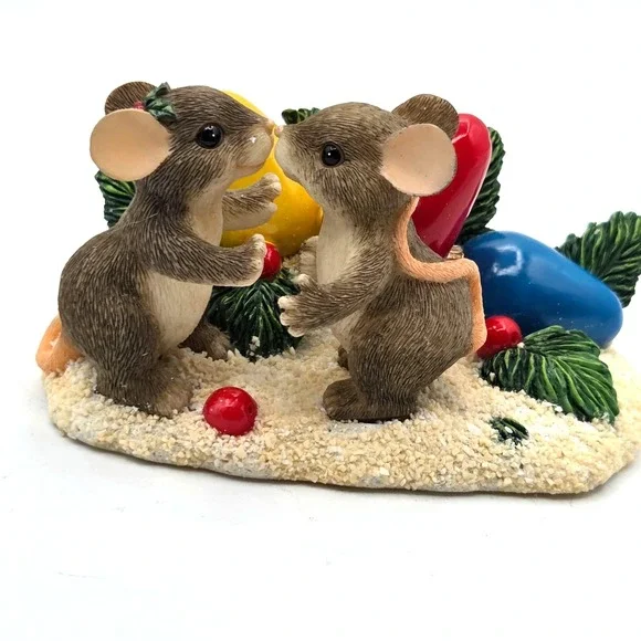 Vintage Charming Tails Mice Kiss-Mas Lights Fitz & Floyd 87/205 2000 Christmas