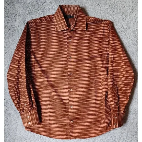 Banana Republic Argyle Diamond‎ Print Button Up Long Sleeve Shirt Size M 15-15.5