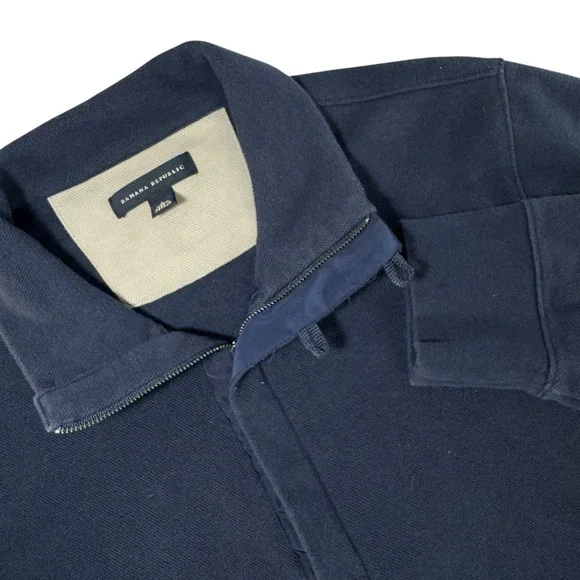 Banana Republic Navy Quarter Zip Pullover Large Classic Casual‎