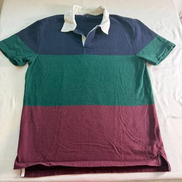 Banana Republic Rugby Shirt Men’s Medium Striped Colorblock Preppy