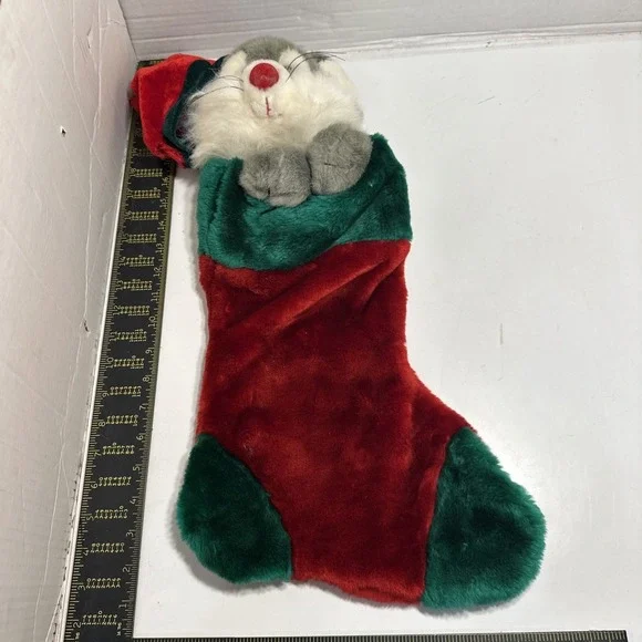 Gray Mouse w/ Santa Hat Plush Christmas Stocking 3D 23