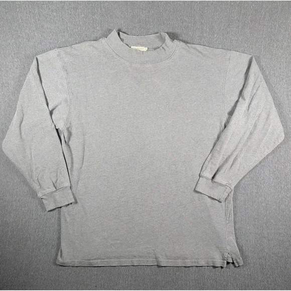 Vtg Mock Neck Sweater BANANA REPUBLIC Safari LS Shirt Cotton 90s Gray Mens XL