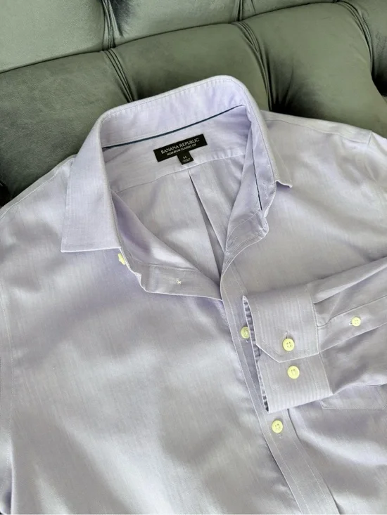 Banana Republic Men’s Dress Shirt M Lavender Non-Iron 100% Cotton Classic Fit NW