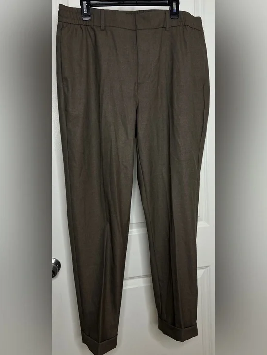 NWT Banana Republic Tailored Trouser E-Waist Tapered Fit Brown 38x34