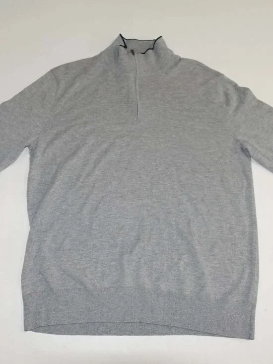 Banana Republic Men's Eco 1/4 Zip Sweater Large Gray Cotton Blend Pullover L