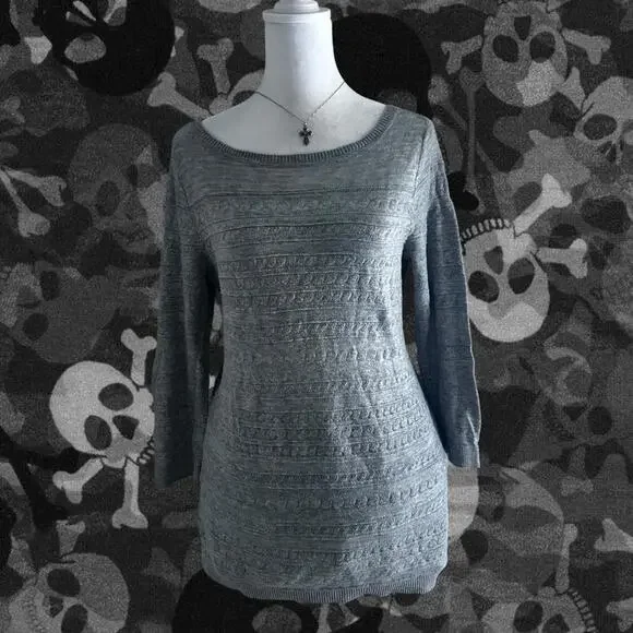 soft light heather grey long sleeve super light knit top