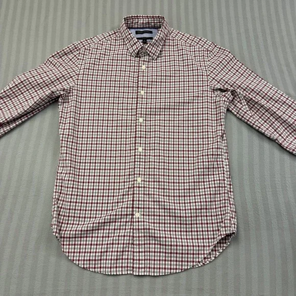 Banana Republic Mens Shirt Medium Plaid Slim Fit Custom 078 Wash Button Down