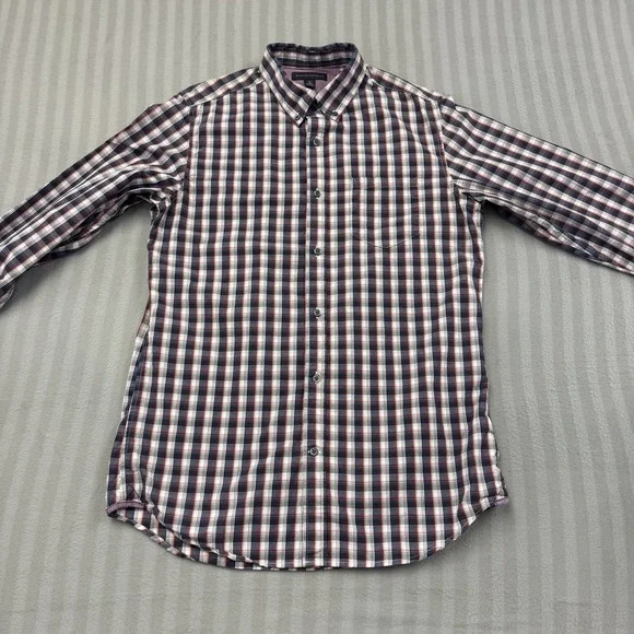 Banana Republic Oxford Dress Shirt Mens MT Medium Tall Plaid Multicolor