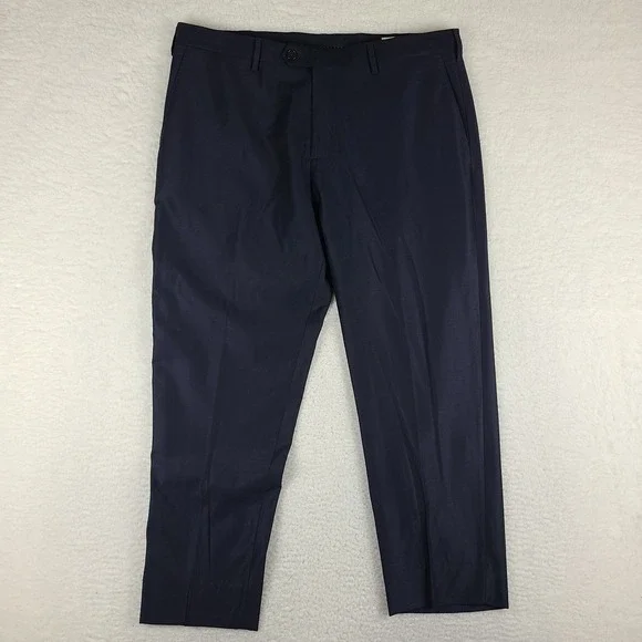 BR Banana Republic Pants‎ Mens 38x27 Dark Blue Wool Trousers Dress Slacks HEMMED