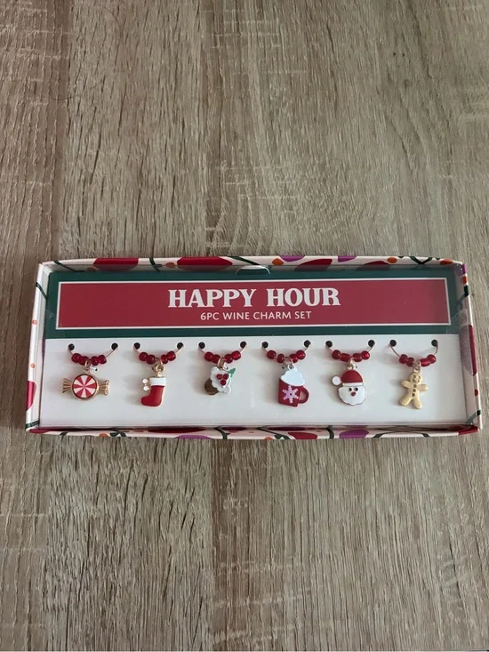Happy Hour Red Holiday Wine Charm Set