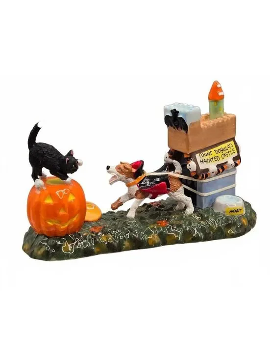 Dept 56 Count Dogula Halloween Dog & Cat Snow Village 2011 #4020239 Hallmark