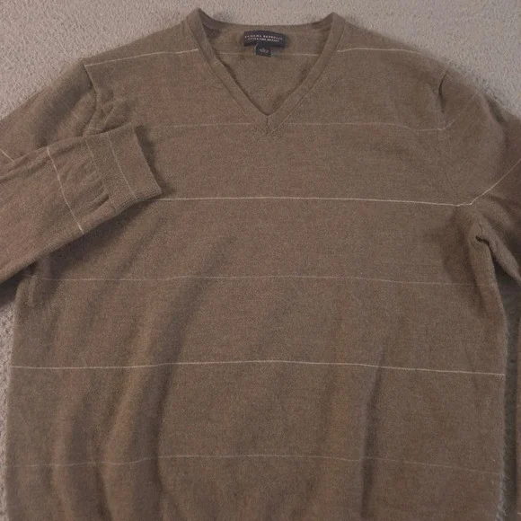 VINTAGE Banana Republic Sweater Mens Large Extra Fine Merino Striped V-Neck Y2K