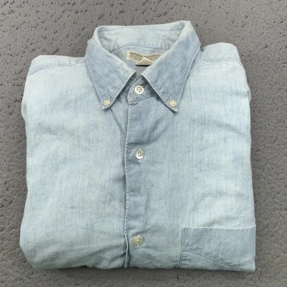 Banana Republic Safari Mens Large Blue Chambray Denim Safari Travel Casual