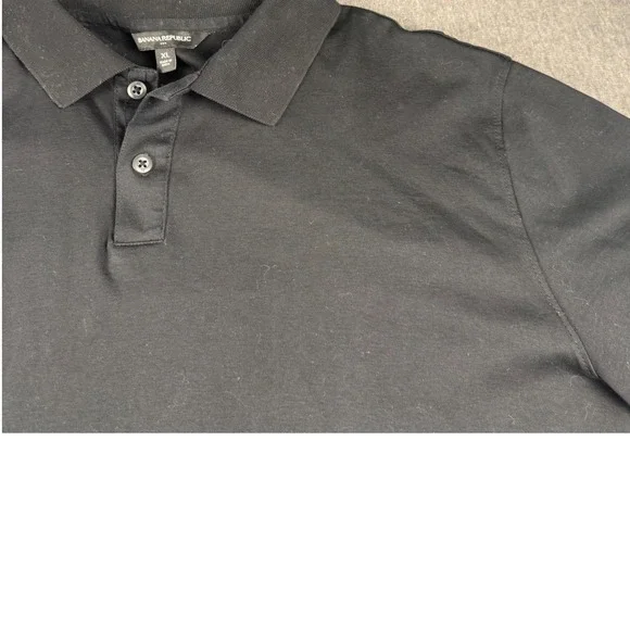 Banana Republic Mens XL Black‎ Short Sleeve Cotton Polo Shirt Solid Casual Top