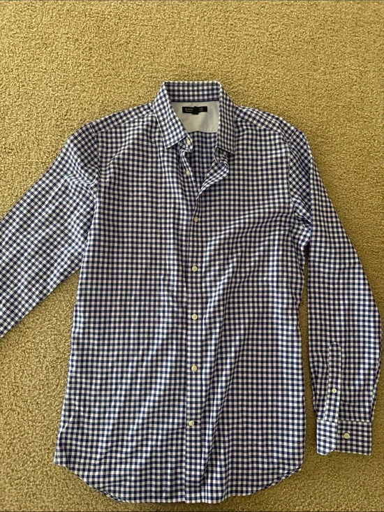 Banana Republic Blue and White Gingham Dress Shirt