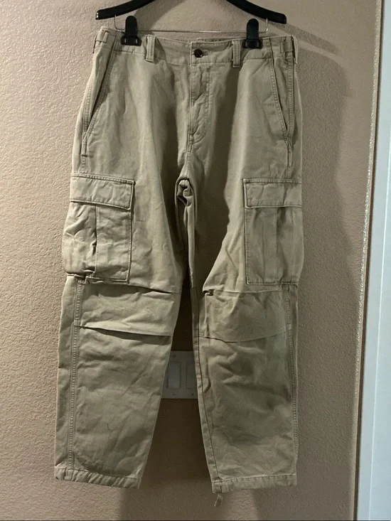 Men's Beige Cargo Pants - Casual Utility Trousers