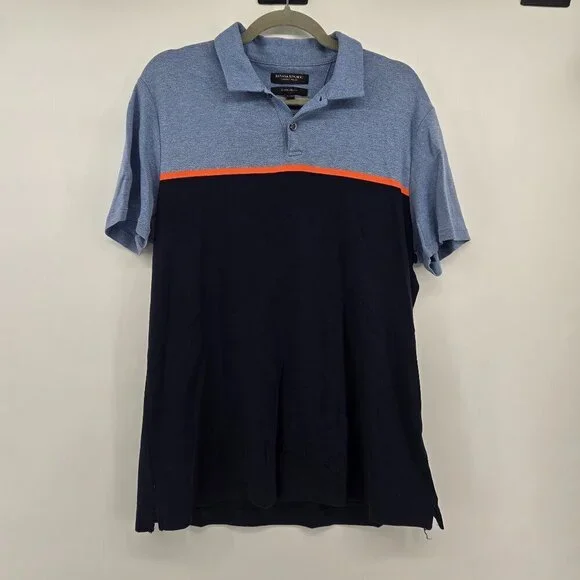 Banana Republic Men's Cotton Polo - L Navy/Light Blue