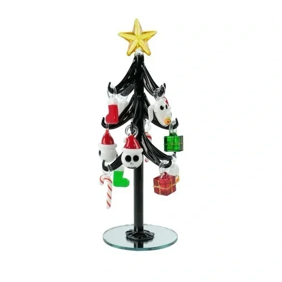 NIB. DISNEY Nightmare Before Christmas Black Glass Christmas Tree