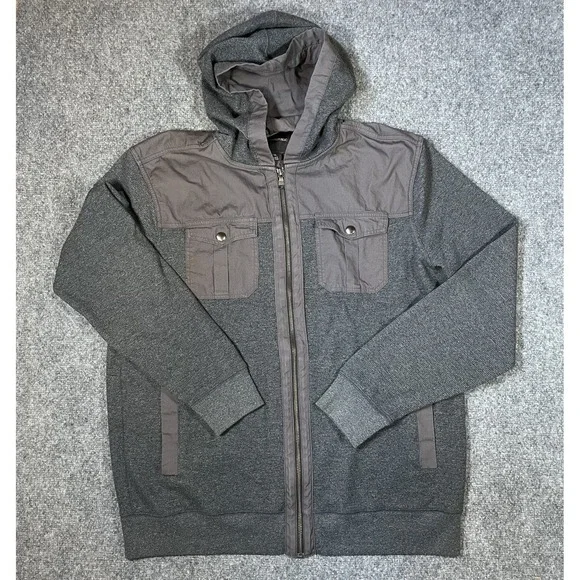 Banana Republic Full Zip Hoodie Mens XL Gray Mixed Media Utility Jacket