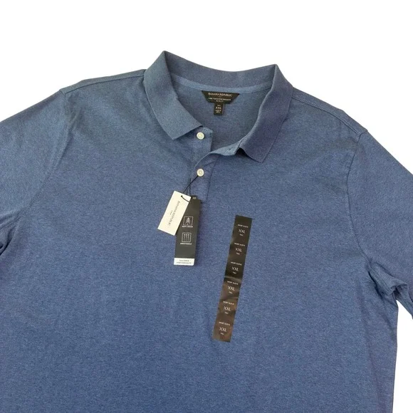 Banana Republic Polo Shirt Men XXL Tall Blue Luxe Touch Slim Fit NEW