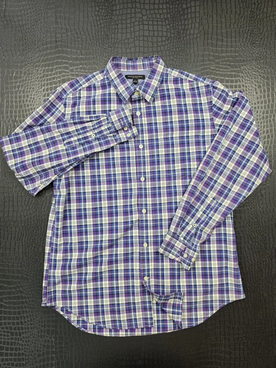 Banana Republic Soft Wash Shirt Size L Purple Blue Plaid