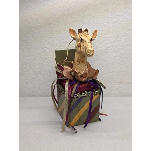 Vintage Katherines Collection Handcrafted Wooden Giraffe Trinket ornament Xmas