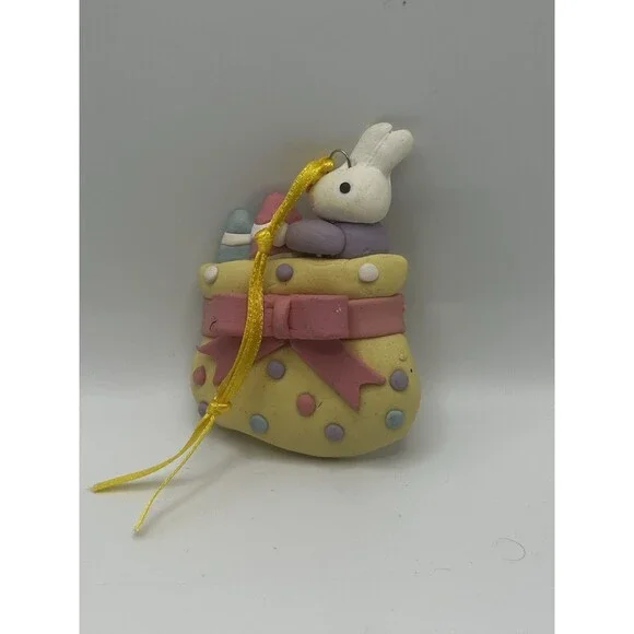 Silvestri Handcrafted Bunny Gift Sack Ornament Pastel Polka Dot Vintage Easter