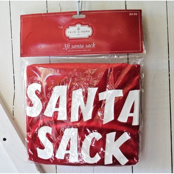 Trim A Home 3ft Santa Sack 36-inch x 27.5-inch New Velvet Touch-Unopened