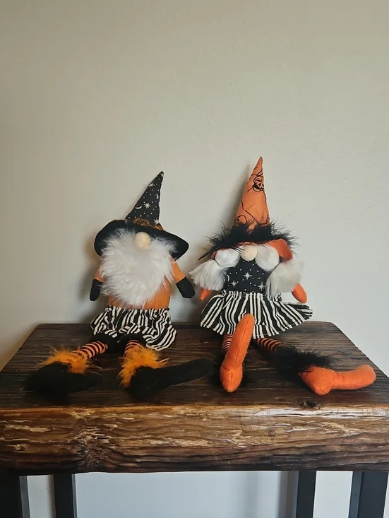 Halloween Gnome Doll Pair - Orange, Black, White
