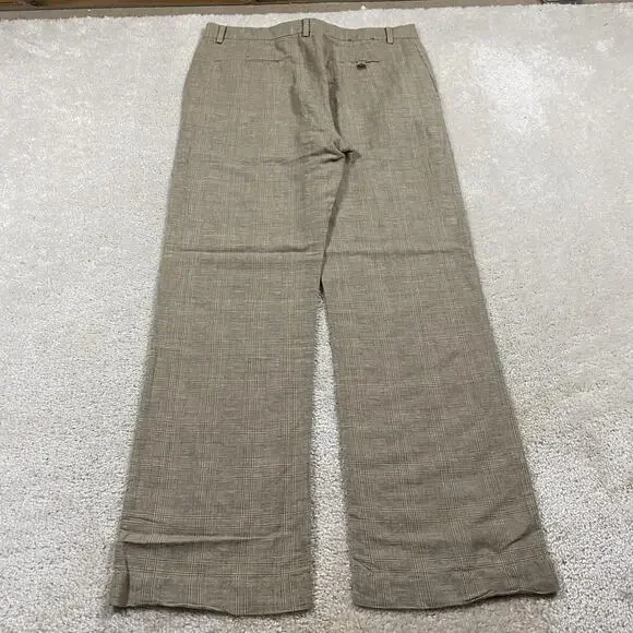 Banana Republic Pants Mens 34x32* Brown Linen Plaid Summer Trousers Glen Check