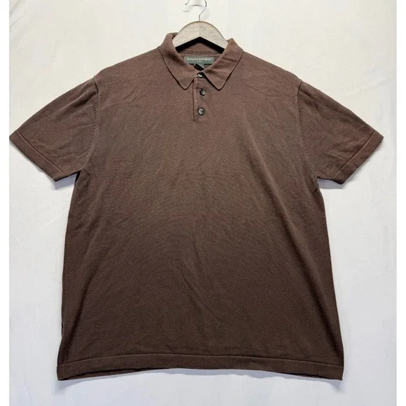 Banana Republic Polo Shirt Mens Medium Brown Cotton Performance‎ Golf Tennis