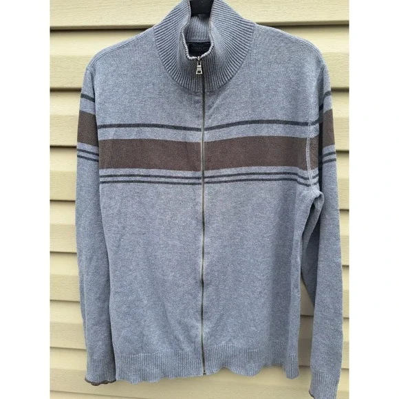 Banana Republic Men's Grey Long Sleeve Full Zipper Cardigan Sweater Large