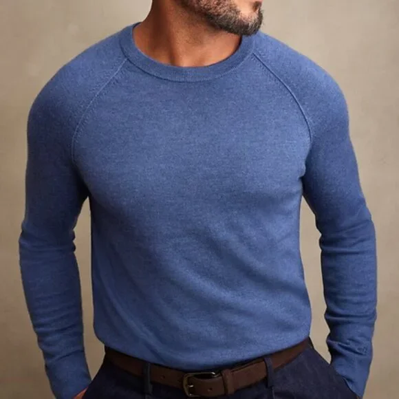 Banana Republic Merino Wool Sweater Mens XXL TALL Blue Pullover Crewneck Italian