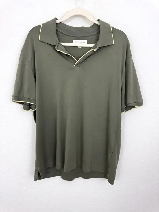 Banana Republic Mens Luxury Touch Polo Shirt Size L 100% Cotton Comfy Casual