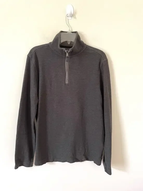 Banana Republic Cotton Quarter Zip Sweater Gray Size Large
