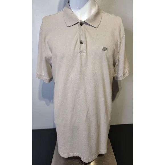 Banana Republic Shirt Mens Large Polo Tan Short‎ Sleeve Cotton Golf Preppy Rugby