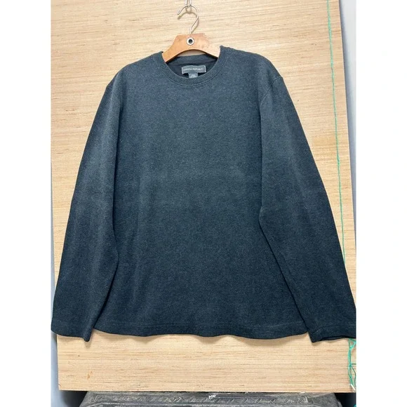 Banana Republic‎ Mens Charcoal Gray 100% Cotton Long Sleeve Crewneck Pullover L