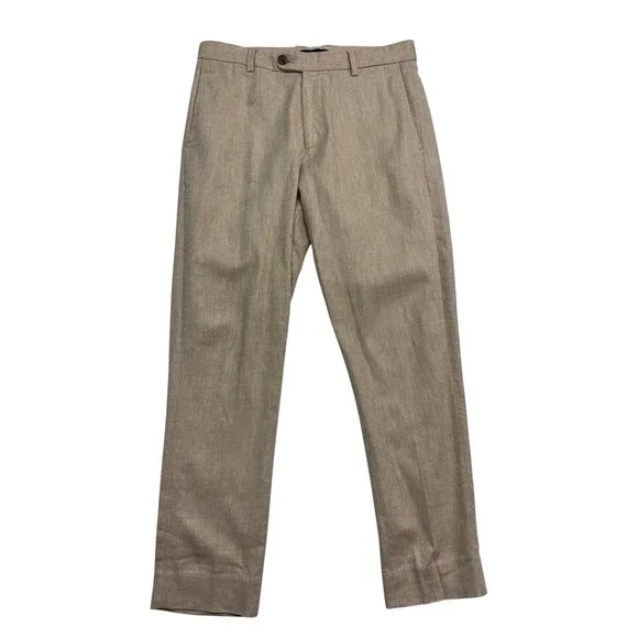 Banana Republic 30x29 Tan Herringbone Linen Cotton Pants Trousers Tailored Fit