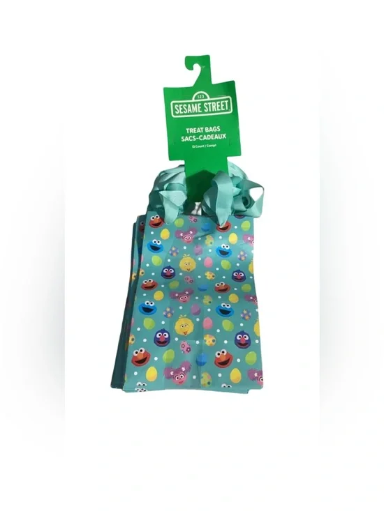 Sesame Street Easter Heavy Paper Treat Bags w/ Nice Ribbon Handles Pkg of 13