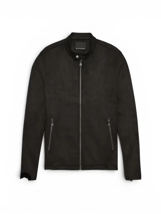 Banana Republic Faux Suede Full zip Jacket Sophisticated Smart casual