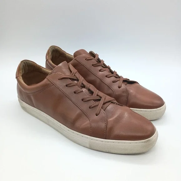 Banana Republic‎ Mens Nicklas Low-Top Leather Sneakers Brown Size 12