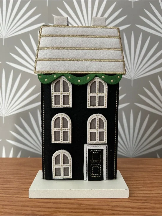2024 Target Wondershop Christmas Village Felt Decor Black, Gold & Green