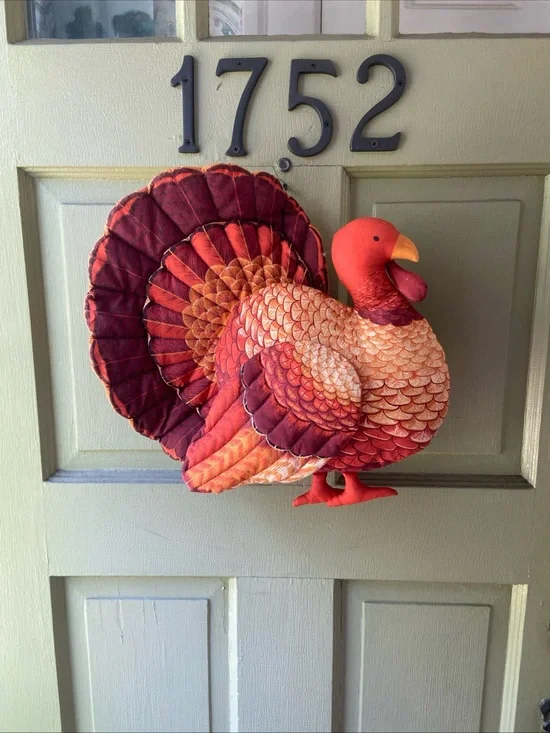 Vintage Thanksgiving Stuffed Fabric Turkey Wall/ Door Hanging