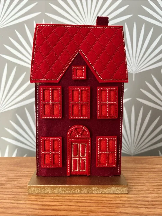 2024 Target Wondershop Christmas Village Felt Decor Red & Gold House