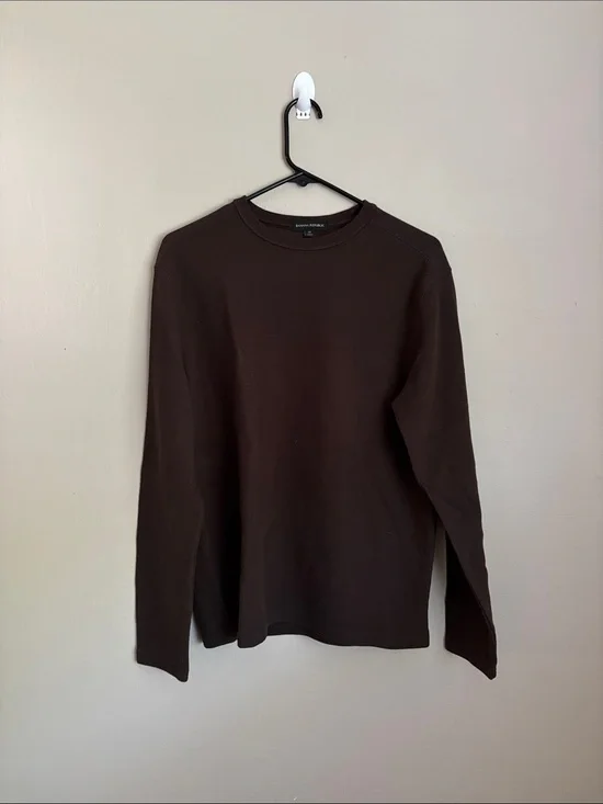 Banana Republic Men's Crewneck Long Sleeve Shirt - Brown size M