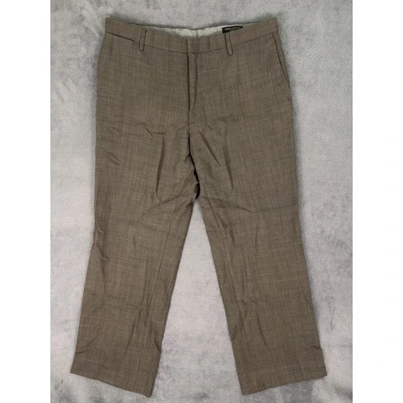 Banana‎ Republic Dress Pants Mens 36x30 Brown Houndstooth Classic 100% Wool